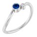 14K White 3 mm Natural Blue Sapphire & .015 CT Natural Diamond Ring